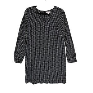 Lila Rose Black White Geometric Print Long Sleeve Shift Dress Women's Size 8